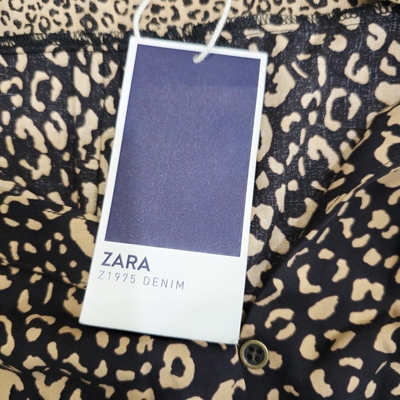 Zara Brown Ruffled Hem Long Sleeve Mini Dress Size M - Picture 7 of 9